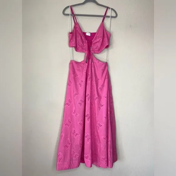 Lovers And Friends X Jetset Christina Farrah Midi Pink Dress Butterfly Size XL - Picture 8 of 12